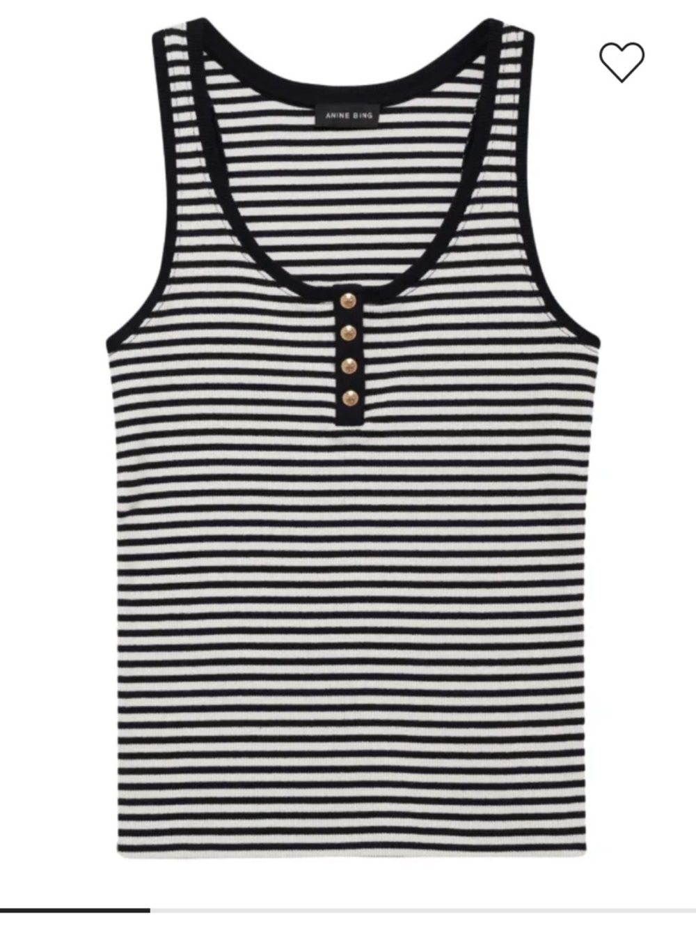 Anine Bing Black & White Striped Henley Tank: elevated casual - Picture 3 of 11